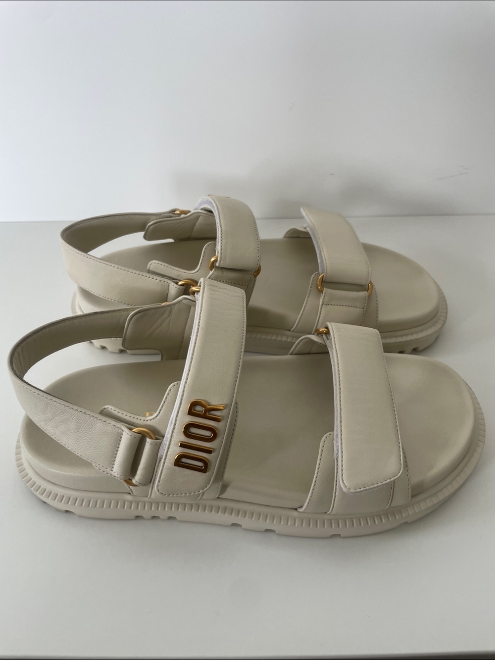 Dior Dioract Cream Leather Sandals size 38.5 - Picture 3 of 9